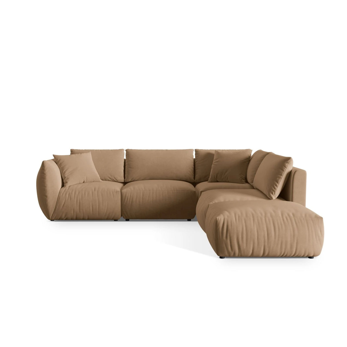 Chris 6-Sitzer Ecksofa offen, Rechts, in Leinenoptik aus Samt (CasLio) in Sand, 295x290 cm – Bild 1