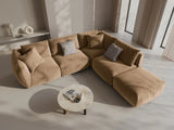 Chris 6-Sitzer Ecksofa offen, Rechts, in Leinenoptik aus Samt (CasLio) in Sand, 295x290 cm – Bild 2