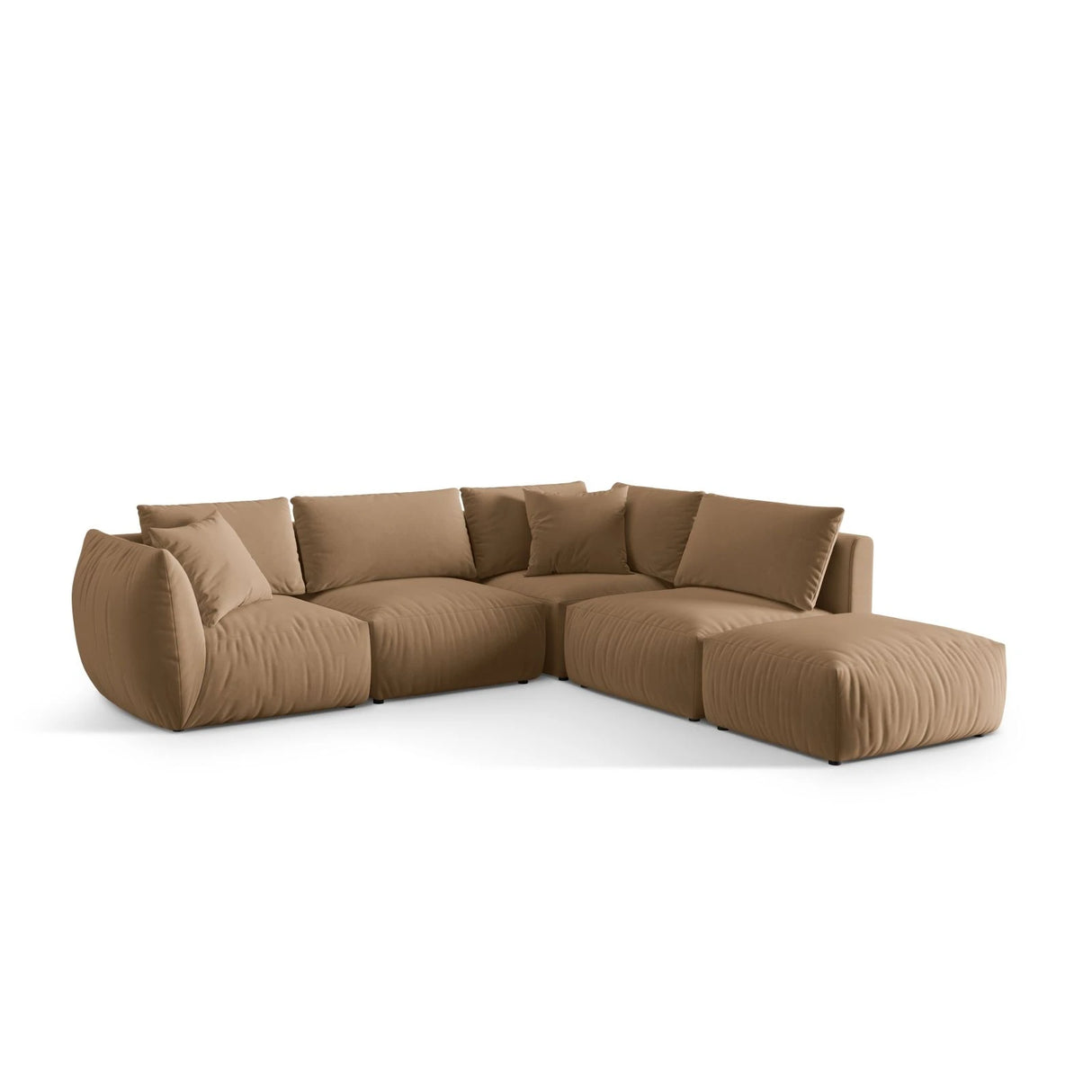 Chris 6-Sitzer Ecksofa offen, Rechts, in Leinenoptik aus Samt (CasLio) in Sand, 295x290 cm – Bild 4
