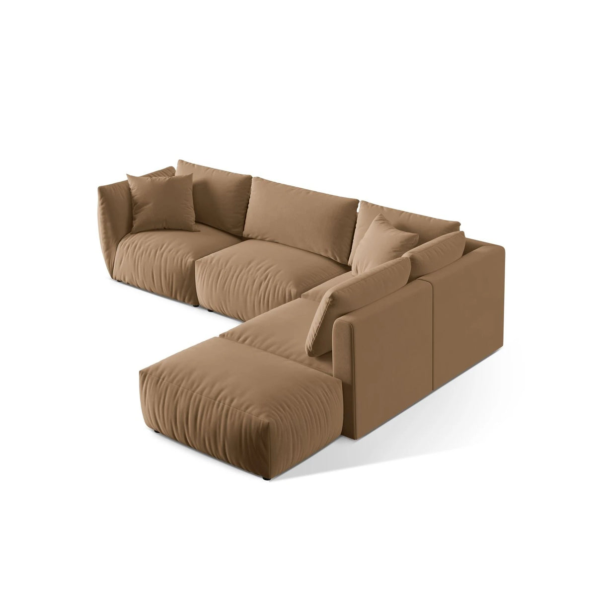 Chris 6-Sitzer Ecksofa offen, Rechts, in Leinenoptik aus Samt (CasLio) in Sand, 295x290 cm – Bild 5