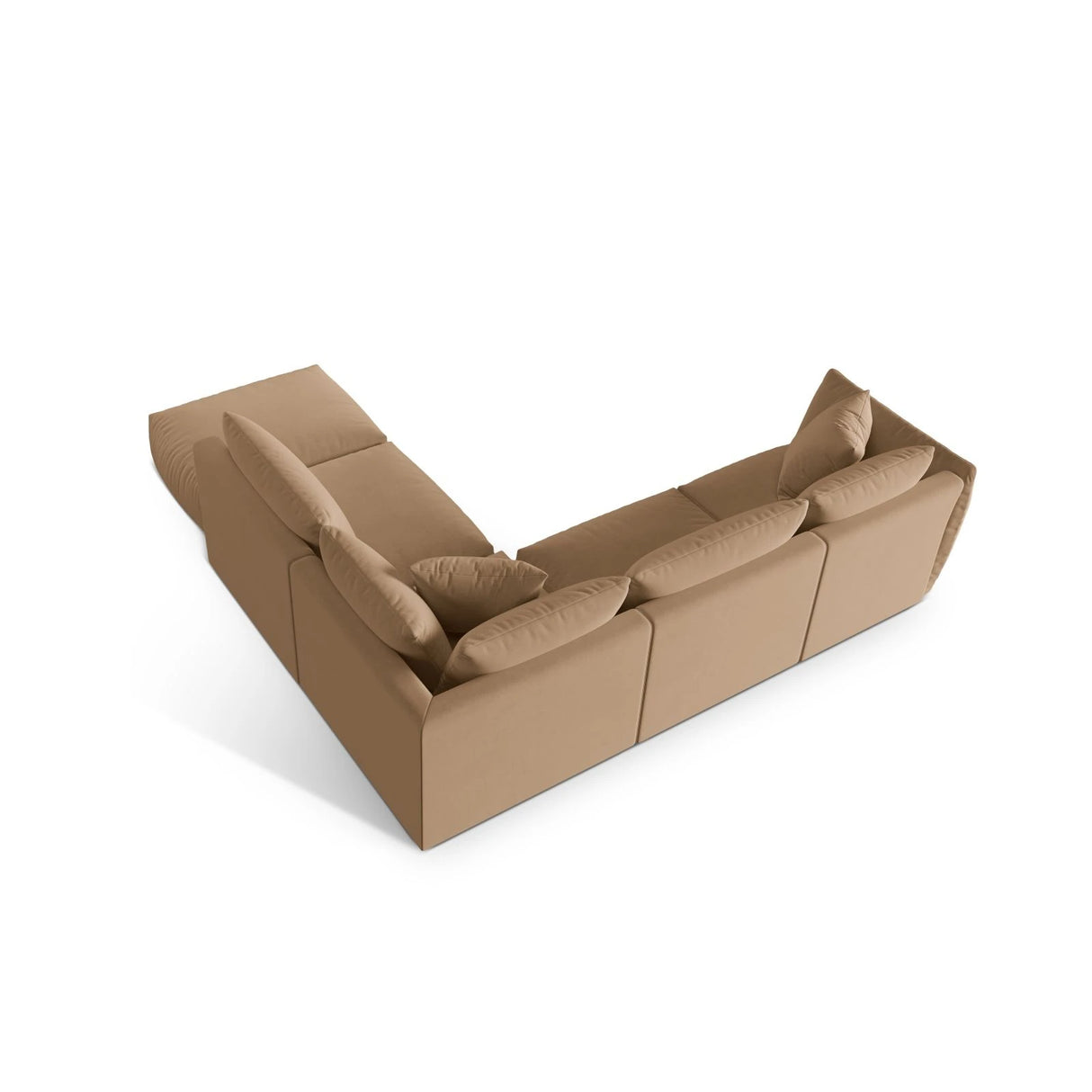 Chris 6-Sitzer Ecksofa offen, Rechts, in Leinenoptik aus Samt (CasLio) in Sand, 295x290 cm – Bild 6