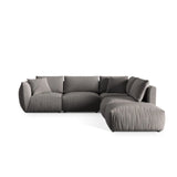 Chris 6-Sitzer Ecksofa offen, Rechts, in Leinenoptik aus Samt (CasSto) in Grau, 295x290 cm – Bild 1