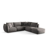 Chris 6-Sitzer Ecksofa offen, Rechts, in Leinenoptik aus Samt (CasSto) in Grau, 295x290 cm – Bild 4