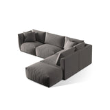 Chris 6-Sitzer Ecksofa offen, Rechts, in Leinenoptik aus Samt (CasSto) in Grau, 295x290 cm – Bild 5