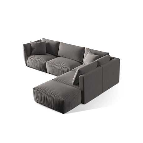 Chris 6-Sitzer Ecksofa offen, Rechts, in Leinenoptik aus Samt (CasSto) in Grau, 295x290 cm – Bild 5