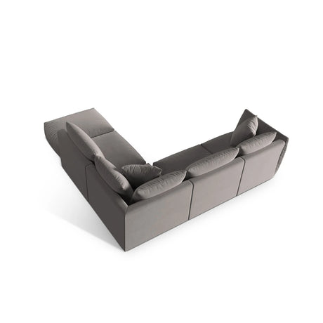 Chris 6-Sitzer Ecksofa offen, Rechts, in Leinenoptik aus Samt (CasSto) in Grau, 295x290 cm – Bild 6