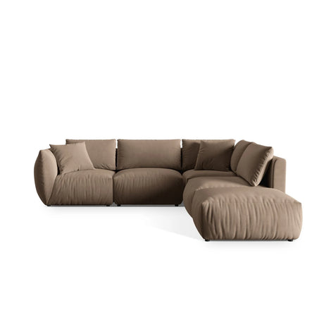 Chris 6-Sitzer Ecksofa offen, Rechts, in Leinenoptik aus Samt (CasTau) in Light Brown, 295x290 cm – Bild 1