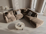 Chris 6-Sitzer Ecksofa offen, Rechts, in Leinenoptik aus Samt (CasTau) in Light Brown, 295x290 cm – Bild 2