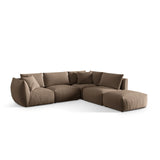 Chris 6-Sitzer Ecksofa offen, Rechts, in Leinenoptik aus Samt (CasTau) in Light Brown, 295x290 cm – Bild 4
