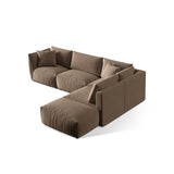 Chris 6-Sitzer Ecksofa offen, Rechts, in Leinenoptik aus Samt (CasTau) in Light Brown, 295x290 cm – Bild 5