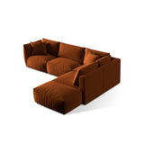 Chris 6-Sitzer Ecksofa offen, Rechts, in Leinenoptik aus Samt (CasTerr) in Terrakotta, 295x290 cm – Bild 5