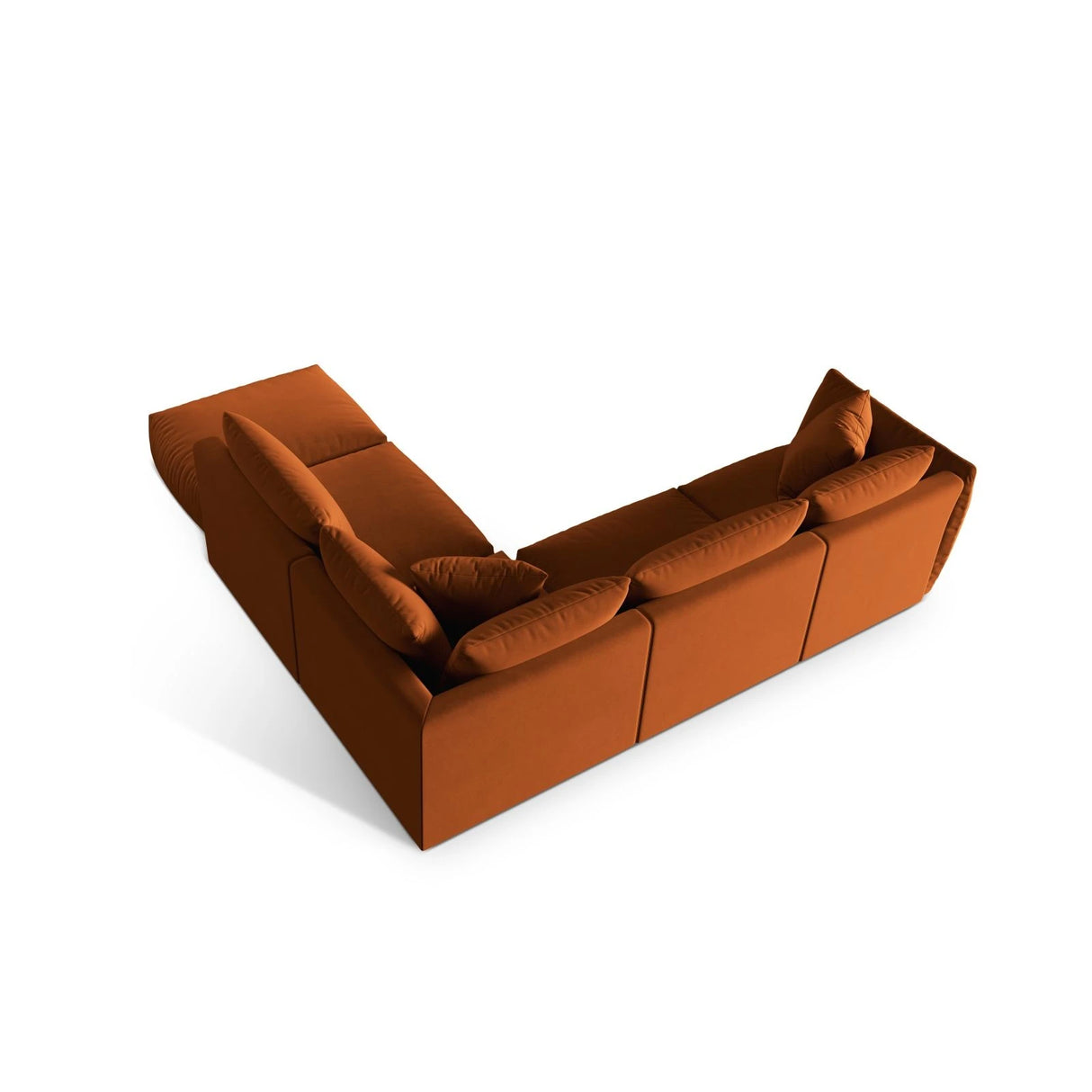 Chris 6-Sitzer Ecksofa offen, Rechts, in Leinenoptik aus Samt (CasTerr) in Terrakotta, 295x290 cm – Bild 6