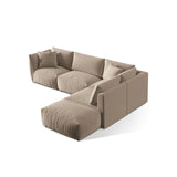 Chris 6-Sitzer Ecksofa offen, Rechts, in Leinenoptik aus Samt oder Strukturstoff, 295x290 cm – Bild 5