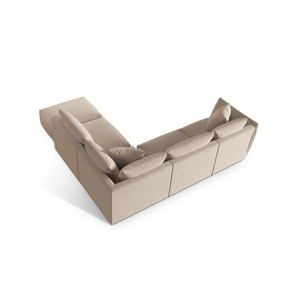 Chris 6-Sitzer Ecksofa offen, Rechts, in Leinenoptik aus Samt oder Strukturstoff, 295x290 cm – Bild 6