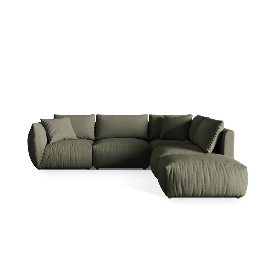 Chris 6-Sitzer Ecksofa offen, Rechts, in Leinenoptik aus Strukturierter Stoff (LIN81) in Muted Blue, 295x290 cm – Bild 1