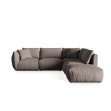 Chris 6-Sitzer Ecksofa offen, Rechts, in Leinenoptik aus Strukturierter Stoff (LINS07) in Concrete, 295x290 cm – Bild 1