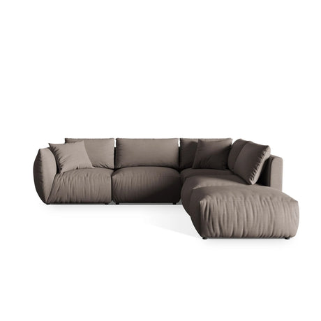 Chris 6-Sitzer Ecksofa offen, Rechts, in Leinenoptik aus Strukturierter Stoff (LINS07) in Concrete, 295x290 cm – Bild 1