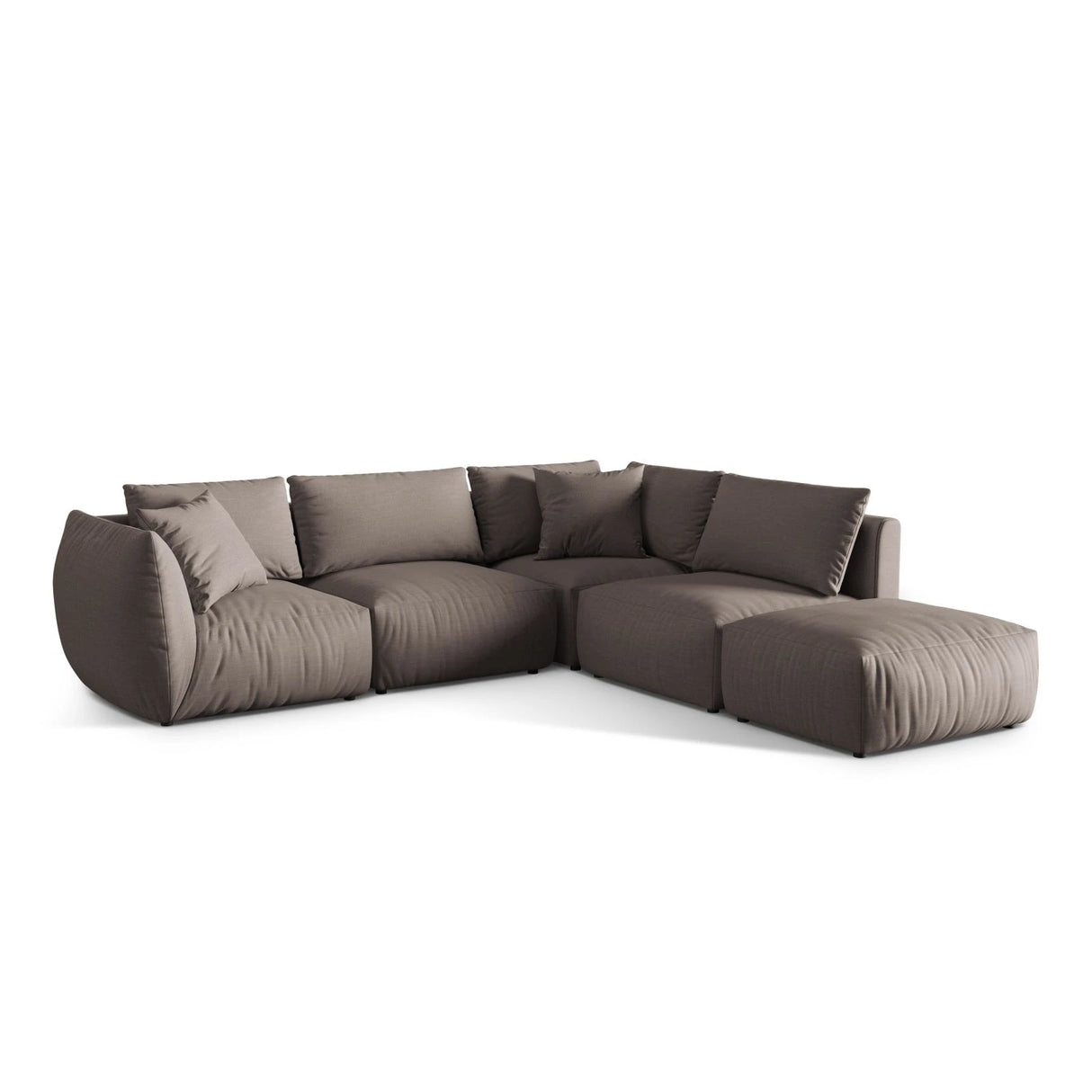 Chris 6-Sitzer Ecksofa offen, Rechts, in Leinenoptik aus Strukturierter Stoff (LINS07) in Concrete, 295x290 cm – Bild 4