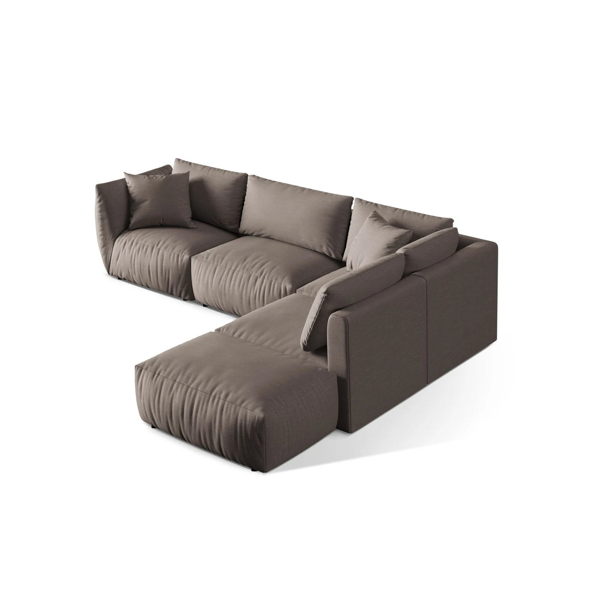 Chris 6-Sitzer Ecksofa offen, Rechts, in Leinenoptik aus Strukturierter Stoff (LINS07) in Concrete, 295x290 cm – Bild 5