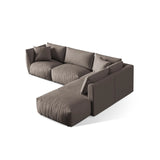 Chris 6-Sitzer Ecksofa offen, Rechts, in Leinenoptik aus Strukturierter Stoff (LINS07) in Concrete, 295x290 cm – Bild 5