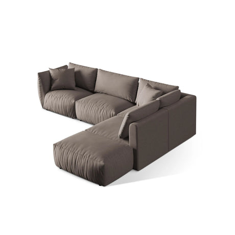 Chris 6-Sitzer Ecksofa offen, Rechts, in Leinenoptik aus Strukturierter Stoff (LINS07) in Concrete, 295x290 cm – Bild 5