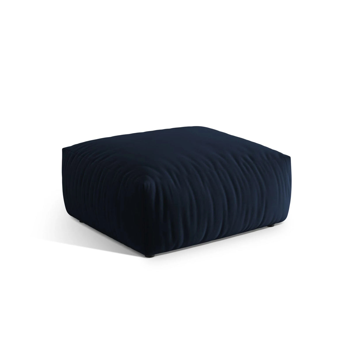 Chris Pouf in Leinenoptik aus Samt (CasDeBl) in Königsblau, 100x100 cm – Bild 3