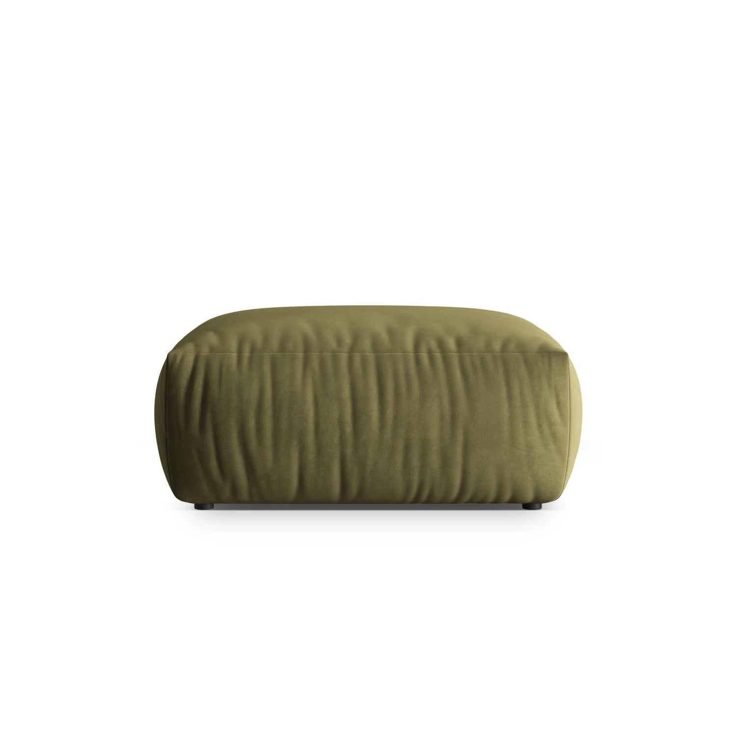 Chris Pouf in Leinenoptik aus Samt (CasFor) in Light Green, 85x100 cm – Bild 1