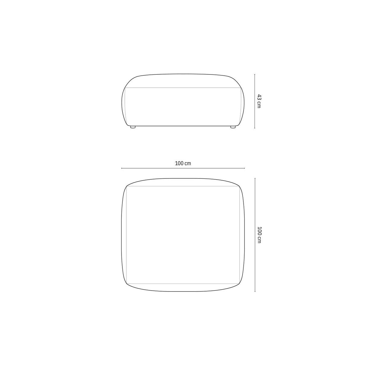 Chris Pouf in Leinenoptik aus Strukturierter Stoff (LINS07) in Concrete, 100x100 cm – Bild 2