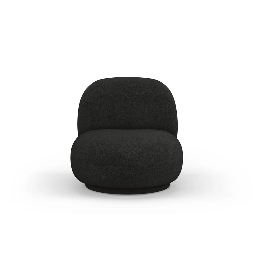 Chuck Sessel, drehbar, mit Bezug aus Boucle (NoN100) in Schwarz, 78x77 cm – Bild 1