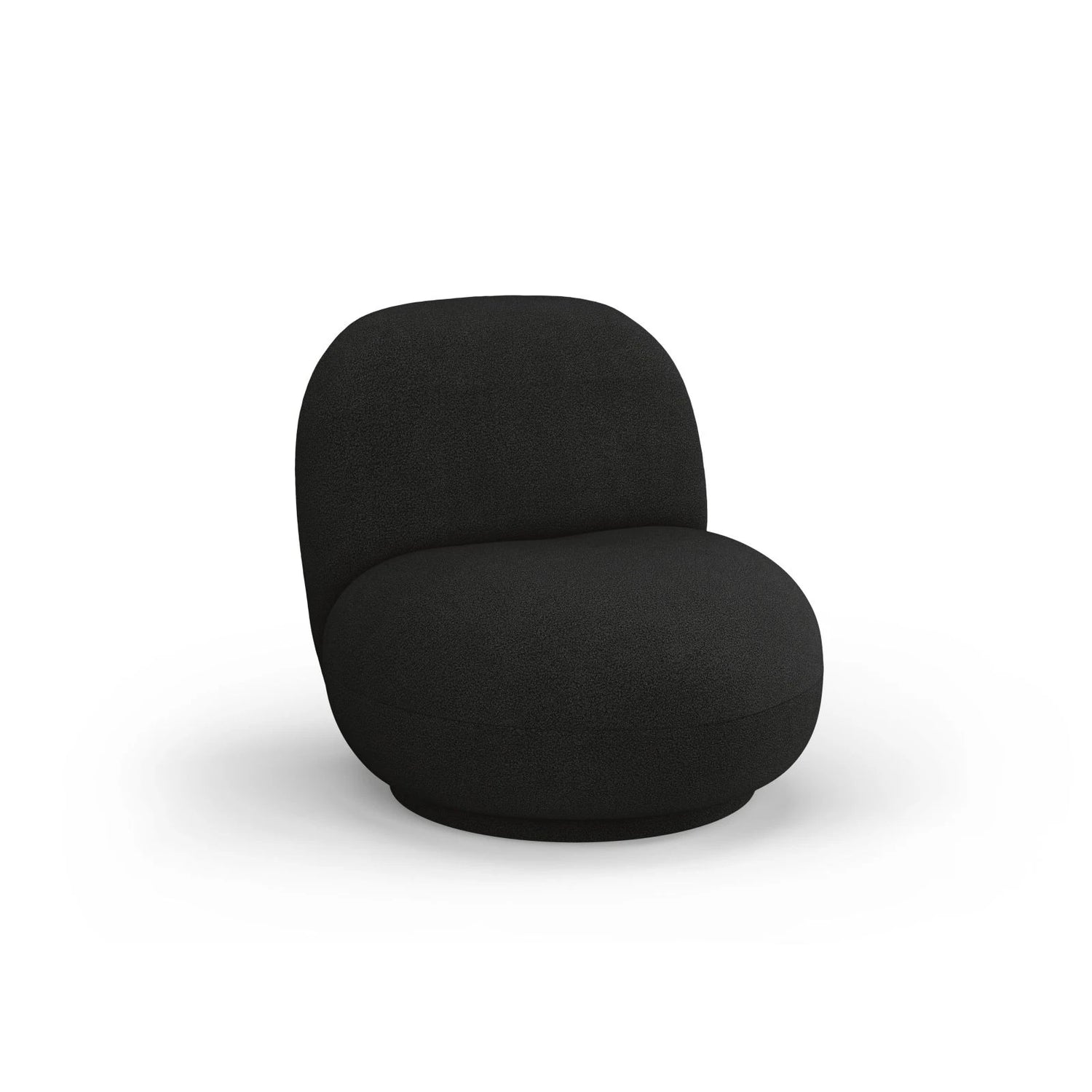 Chuck Sessel, drehbar, mit Bezug aus Boucle (NoN100) in Schwarz, 78x77 cm – Bild 4