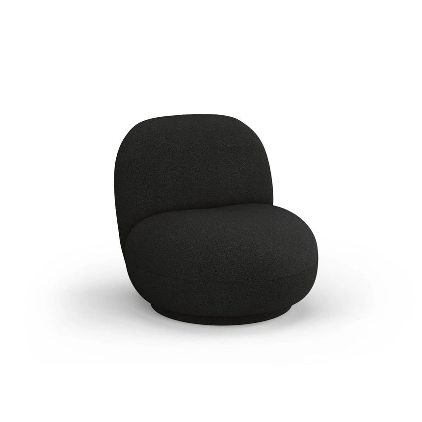Chuck Sessel, drehbar, mit Bezug aus Boucle (NoN100) in Schwarz, 78x77 cm – Bild 4