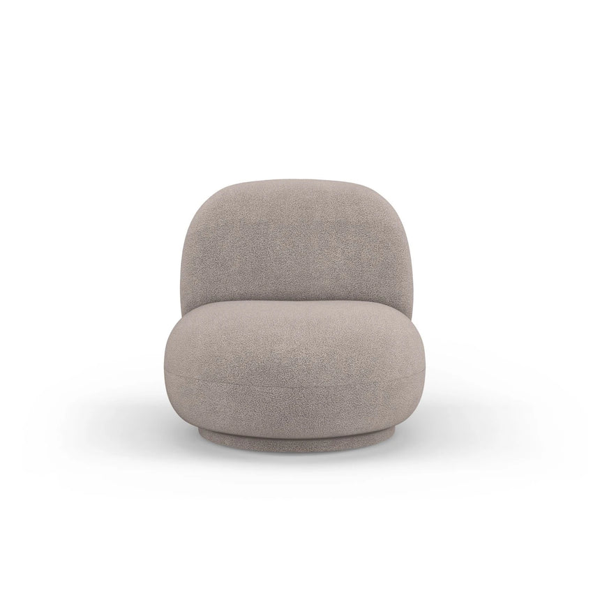 Chuck Sessel, drehbar, mit Bezug aus Boucle (NoN16) in Hellbraun, 78x77 cm – Bild 1