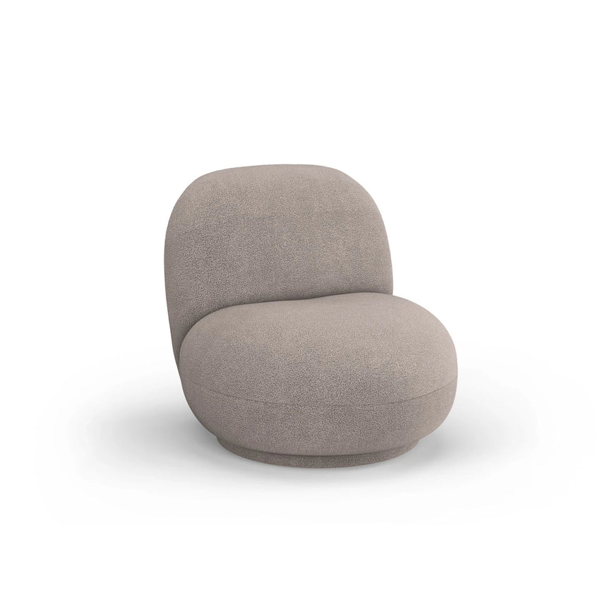 Chuck Sessel, drehbar, mit Bezug aus Boucle (NoN16) in Hellbraun, 78x77 cm – Bild 4