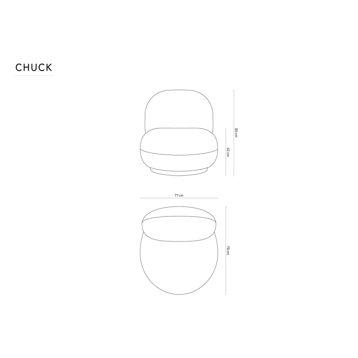 Chuck Sessel, drehbar, mit Bezug aus Boucle (NoN54) in Ziegel, 78x77 cm – Bild 3