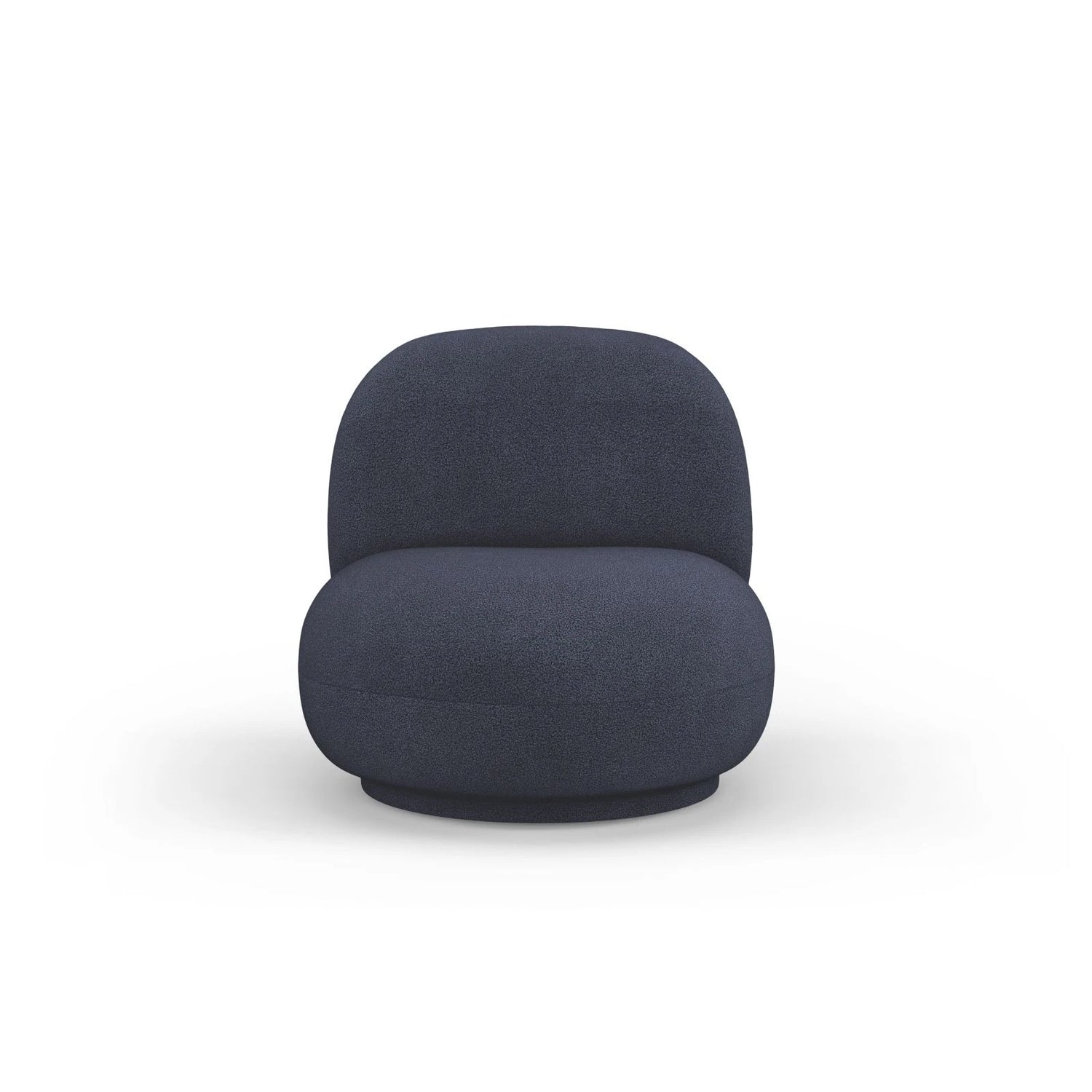 Chuck Sessel, drehbar, mit Bezug aus Boucle (NoN79) in Dunkelblau, 78x77 cm – Bild 1