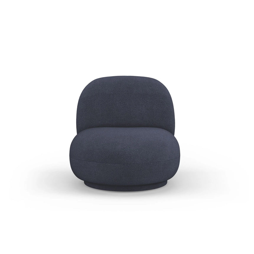 Chuck Sessel, drehbar, mit Bezug aus Boucle (NoN79) in Dunkelblau, 78x77 cm – Bild 1