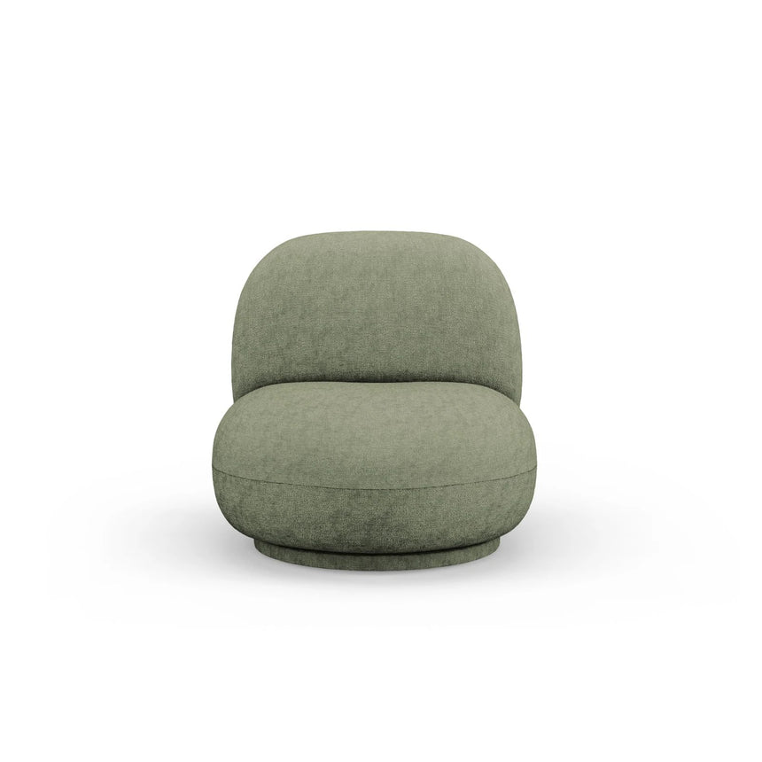 Chuck Sessel, drehbar, mit Bezug aus Chenille (PeHa39) in Grün, 78x77 cm – Bild 1