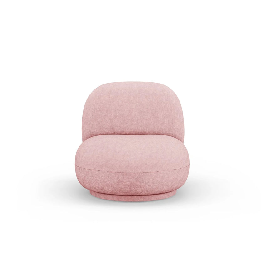 Chuck Sessel, drehbar, mit Bezug aus Chenille (PeHa63) in Rosa, 78x77 cm – Bild 1