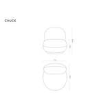 Chuck Sessel, drehbar, mit Bezug aus Chenille (PeHa63) in Rosa, 78x77 cm – Bild 2