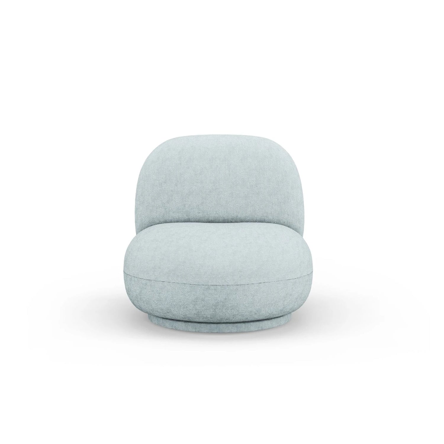 Chuck Sessel, drehbar, mit Bezug aus Chenille (PeHa72) in Hellblau, 78x77 cm – Bild 1