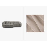 Diana 3-Sitzer Ecksofa Links, mit Bezug aus Samt (Sal1) in Beige, 294x182 cm – Bild 1