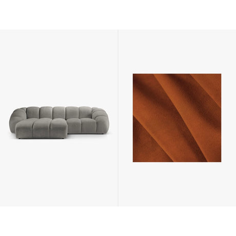 Diana 3-Sitzer Ecksofa Links, mit Bezug aus Samt (Sal14) in Terrakotta, 294x182 cm – Bild 1