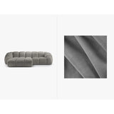 Diana 3-Sitzer Ecksofa Links, mit Bezug aus Samt (Sal17) in Grau, 294x182 cm – Bild 1
