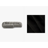 Diana 3-Sitzer Ecksofa Links, mit Bezug aus Samt (Sal19) in Schwarz, 294x182 cm – Bild 1