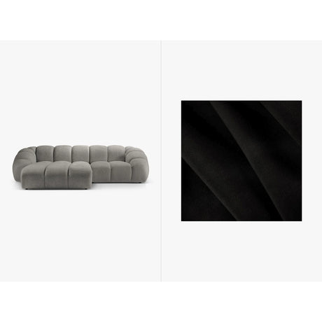 Diana 3-Sitzer Ecksofa Links, mit Bezug aus Samt (Sal19) in Schwarz, 294x182 cm – Bild 1
