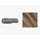 Diana 3-Sitzer Ecksofa Links, mit Bezug aus Samt (Sal3) in Grey Brown, 294x182 cm – Bild 1
