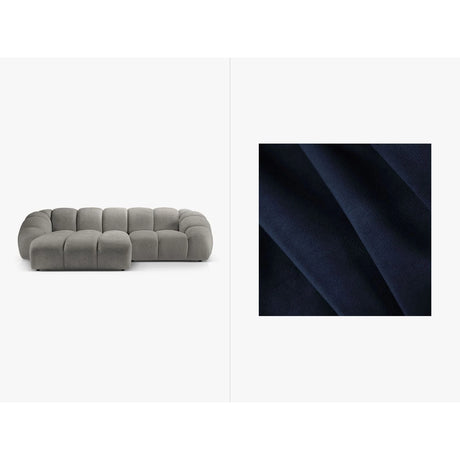 Diana 3-Sitzer Ecksofa Links, mit Bezug aus Samt (Sal5) in Königsblau, 294x182 cm – Bild 1