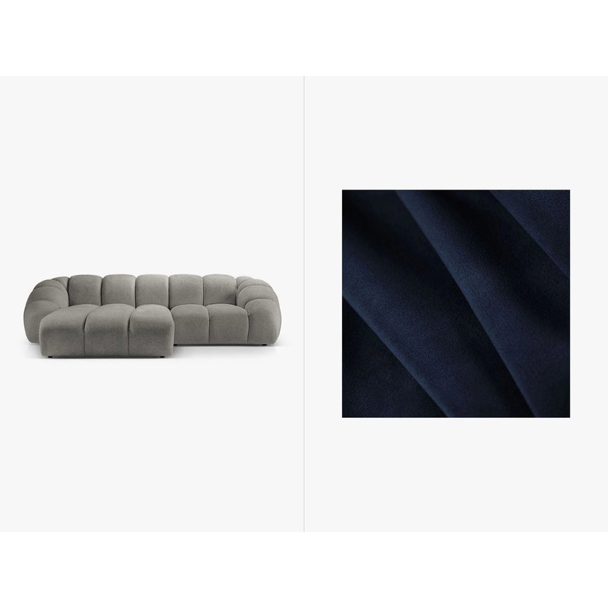 Diana 3-Sitzer Ecksofa Links, mit Bezug aus Samt (Sal5) in Königsblau, 294x182 cm – Bild 1