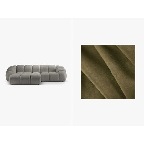 Diana 3-Sitzer Ecksofa Links, mit Bezug aus Samt (Sal8) in Grün, 294x182 cm – Bild 1