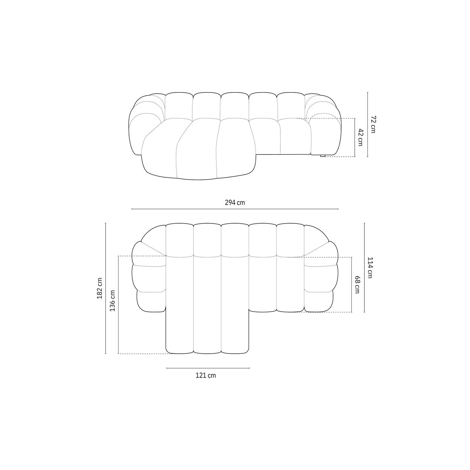 Diana 3-Sitzer Ecksofa Links, mit Bezug aus Strukturierter Stoff (Bub10) in Terrakotta, 294x182 cm – Bild 3